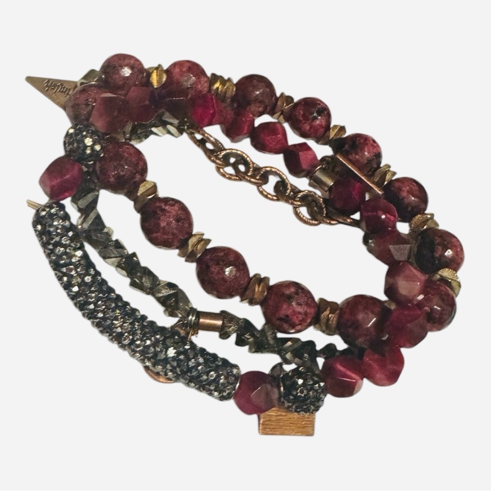 Erimish Burgundy and Gold Bracelet Set